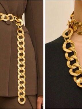 NEW CULT GAIA DULCE BELT, CHOKER NECKLACE,  AND BRACELET IN ANTIQUE BRASS FINISH